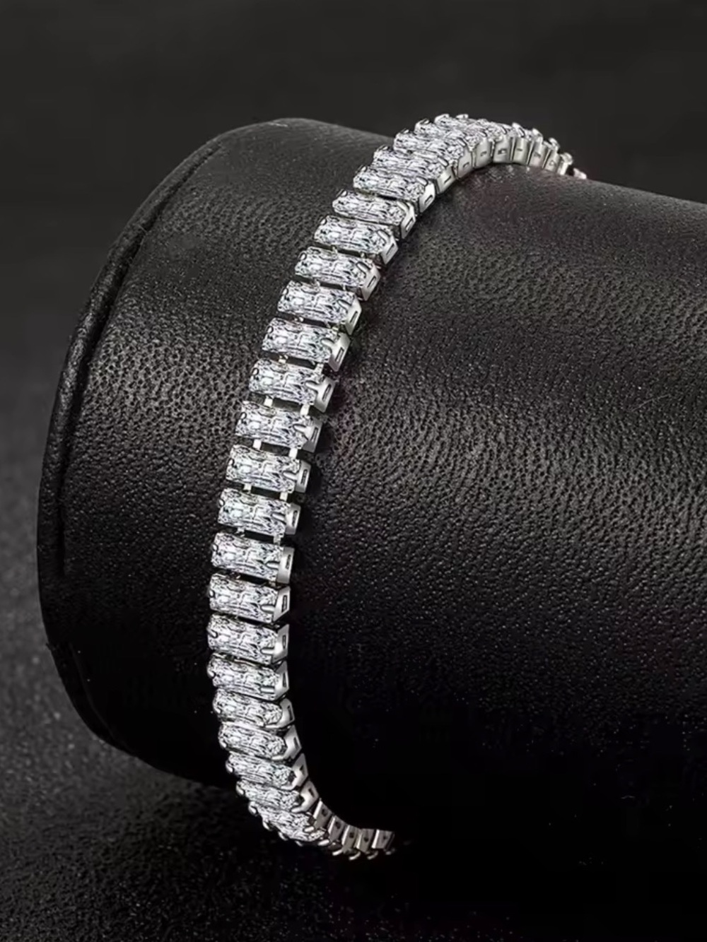 925 Sterling Silver Sparkling Crystal Tennis Bracelet Elegant Luxury Glam 7”